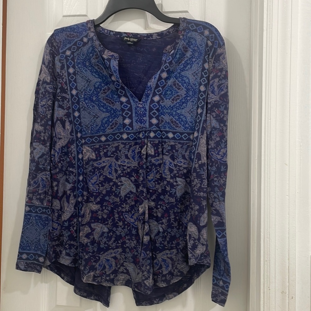 Lucky Brand long sleeve blue blouse size Small